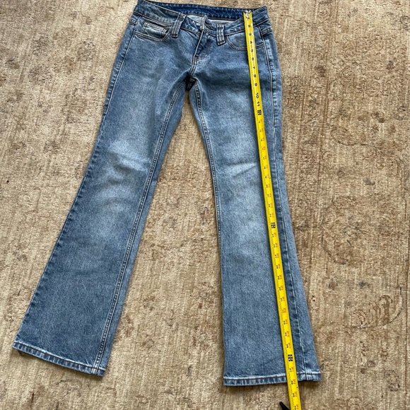 Ultra Low Rise Blue Flare Jeans for Women - Picture 9 of 10